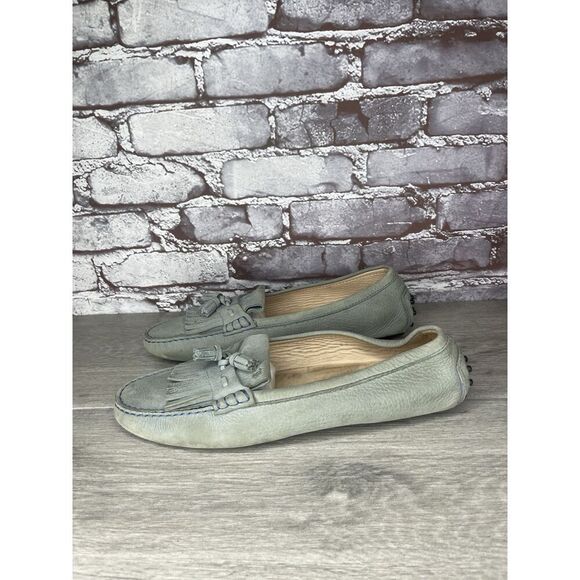 Tods Grey Solid Fringe Leather Kiltie Tassel Driving Loafers Women 41EU/10.5M US - Picture 14 of 16